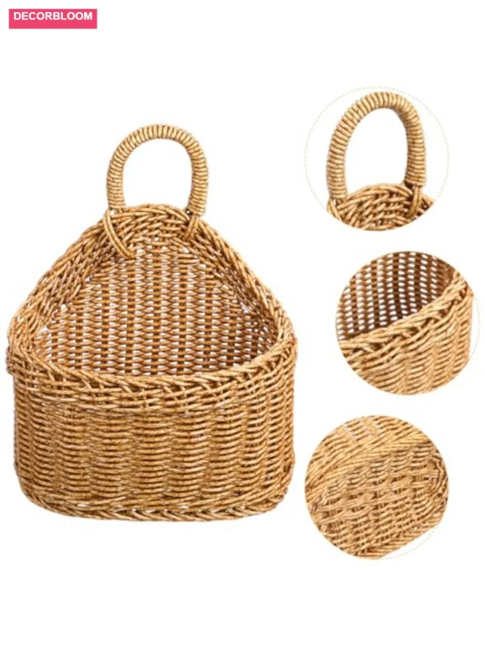 Rattan Woven Wall Storage Basket for Kitchen, Garlic & Produce Organization